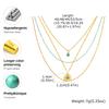 Round Natural Stone Pendant Necklaces,Stainless Steel Turquoise Four-layer Necklace for Women,Unique Jewelry Gift