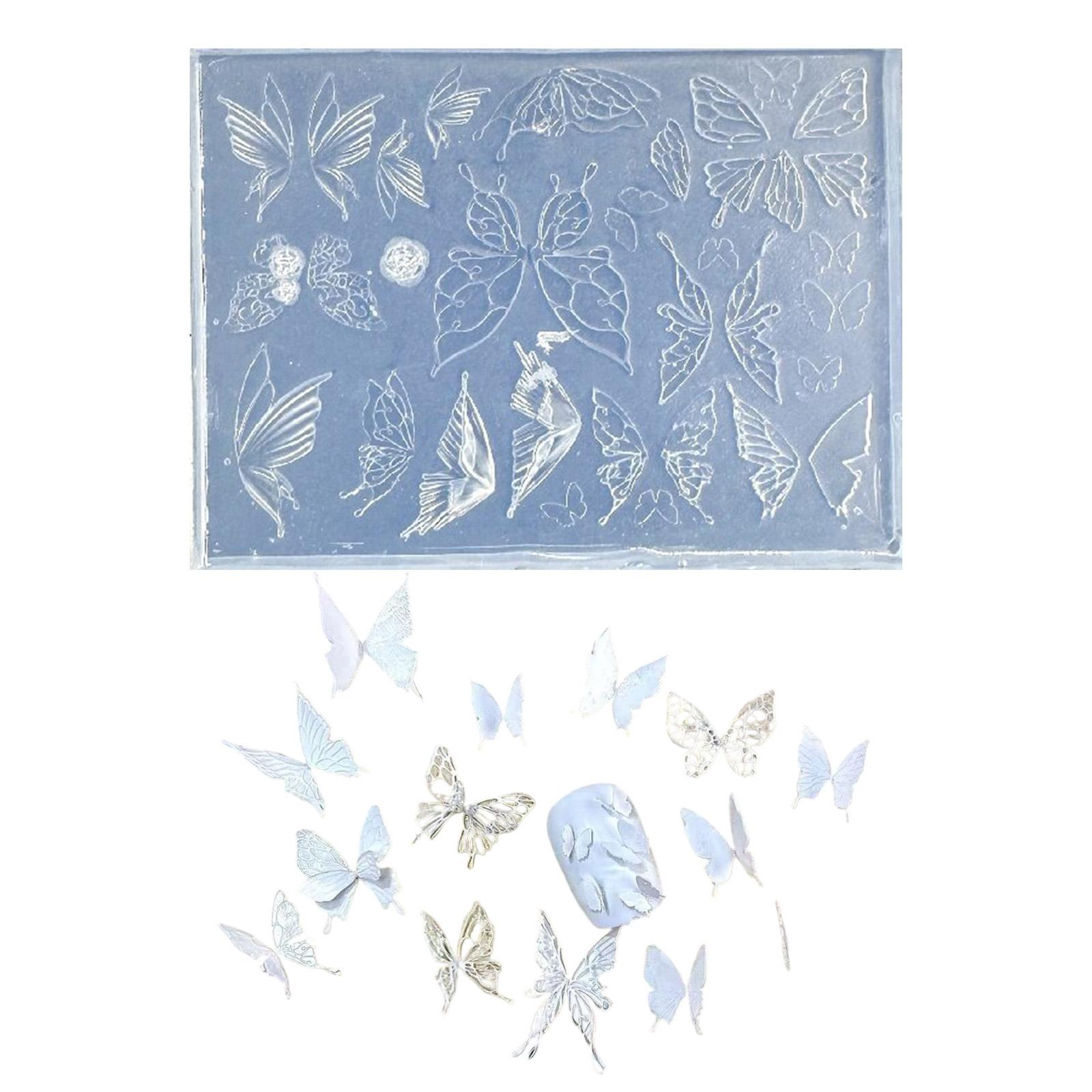 

Nail Art Silicone Stamp Mold for Party and Salon Butterfly Shaped Manicure Mould Embossed Nail Stencils for Women Girls