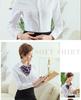 Women's 2025 Long-Sleeved White V-Neck Cotton Shirt - Slim Fit Professional Wear
