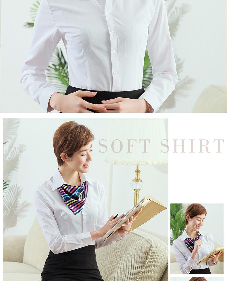 Women's 2025 Long-Sleeved White V-Neck Cotton Shirt - Slim Fit Professional Wear