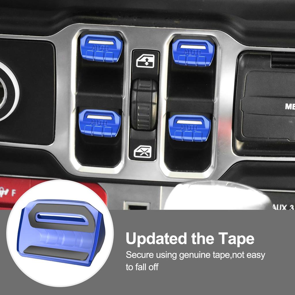 DIAMOOKY 4pcs Upgrade Window Switch Button Cover for Jeep Wrangler JL JLU 2018-2024 Gladiator