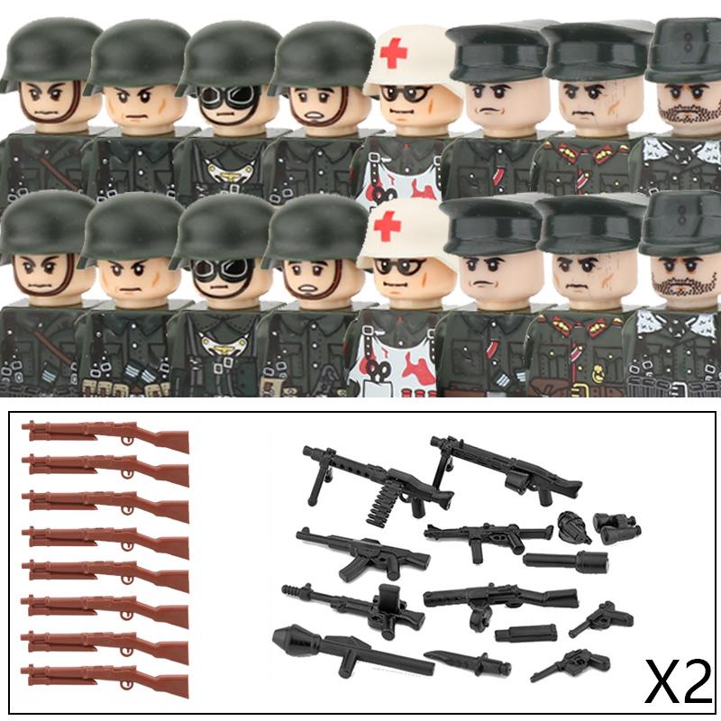 Non-Toxic Military Army Soldier Figures Building Blocks Ww2 German Medical Corps Zombie Infantry Weapons Helmet Mini Bricks Kids Toys