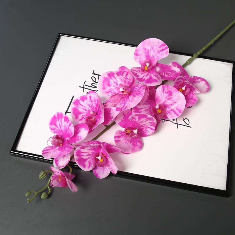 Long Stem 9-Head Phalaenopsis Orchid Artificial Floral Decoration for Weddings and Home