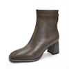 High-heeled short boots women's autumn and winter new women's boots square head thin boots thick heel medium tube Martin boots women's style