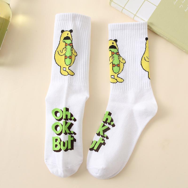 Ladies Spring Fashion Cartoon Letter Movement In Tube Cotton Socks