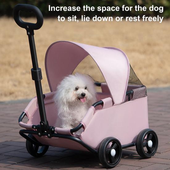 4 Wheels Pet Stroller for Small Dogs Cats Folding Shopping Cart with Canopy for Travelling Shopping Walking Playing