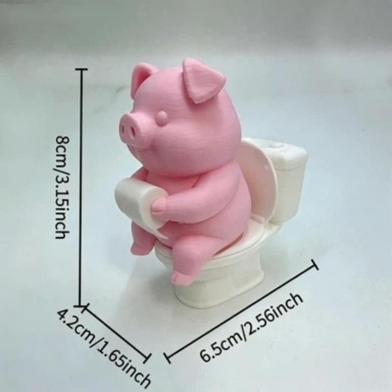 3D Printed Cute Pig Bathroom Ornament Toilet Sitting Tissue Holding Design Practical Housewarming Gift for Neighbors
