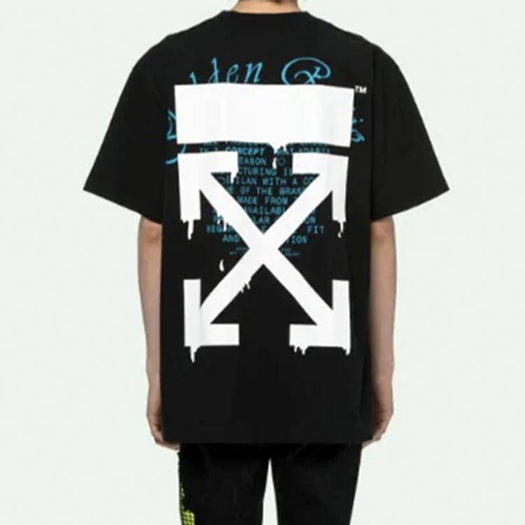 Off-White Dripping Arrows Short Sleeve Over T-Shirt Black Men Tops Black White OMAA038R201850051001