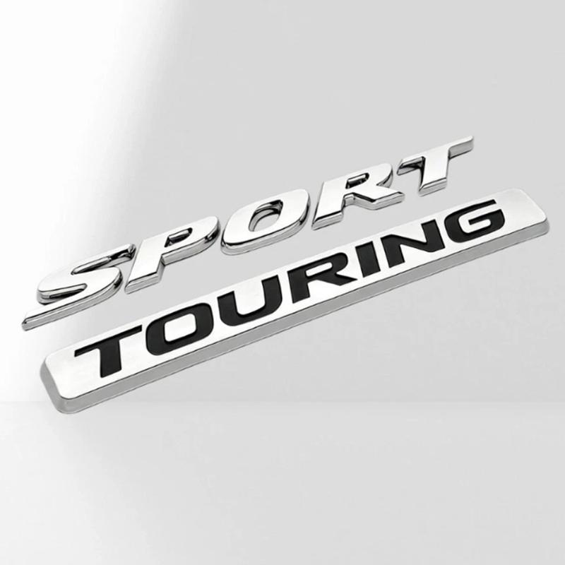 ABBA1 2pcs For Civic Sport Touring Rear Trunk Letter Logo Badge Emblem Nameplate Gloss Black Chrome