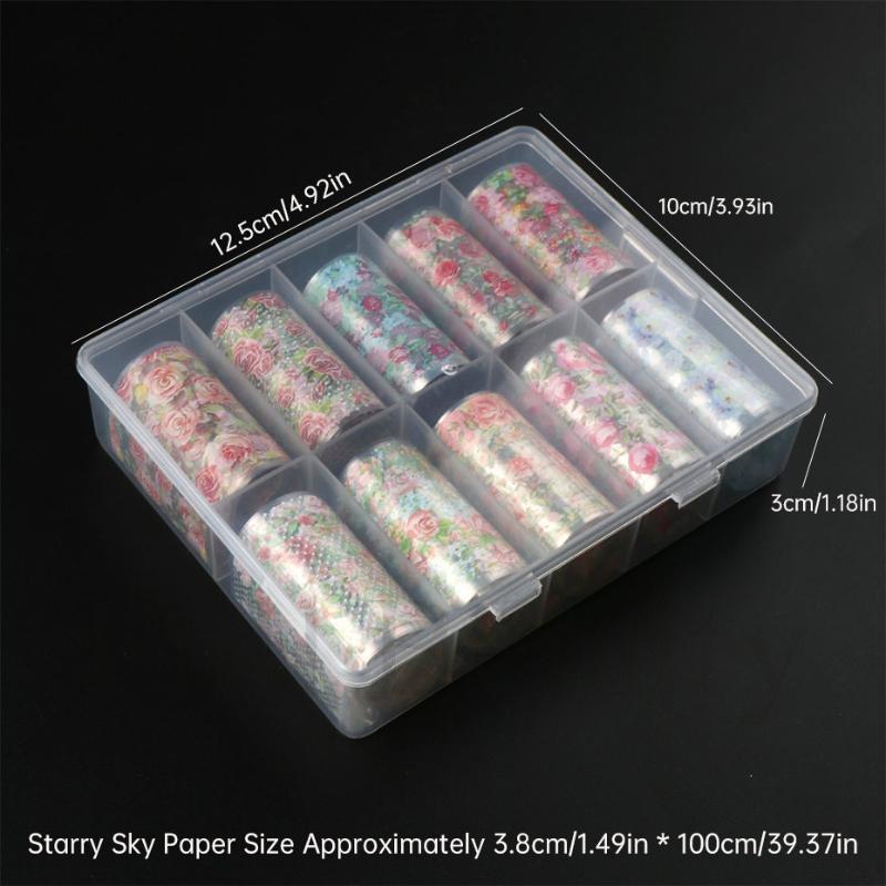 10 Rolls Flower Rose Nail Foils For Transfer Paper Floral Sliders Butterfly Nail Art Stickers Decal Nail Art Decorations