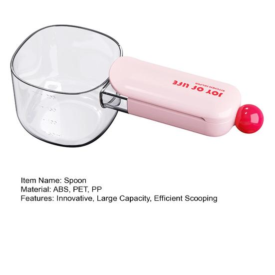 Rice Scoop with Sealing Clip Large Kitchen Measuring Spoon for Flour Grains Food-Grade Plastic Kitchen Scoop for Cereal Containers Pantry Organization