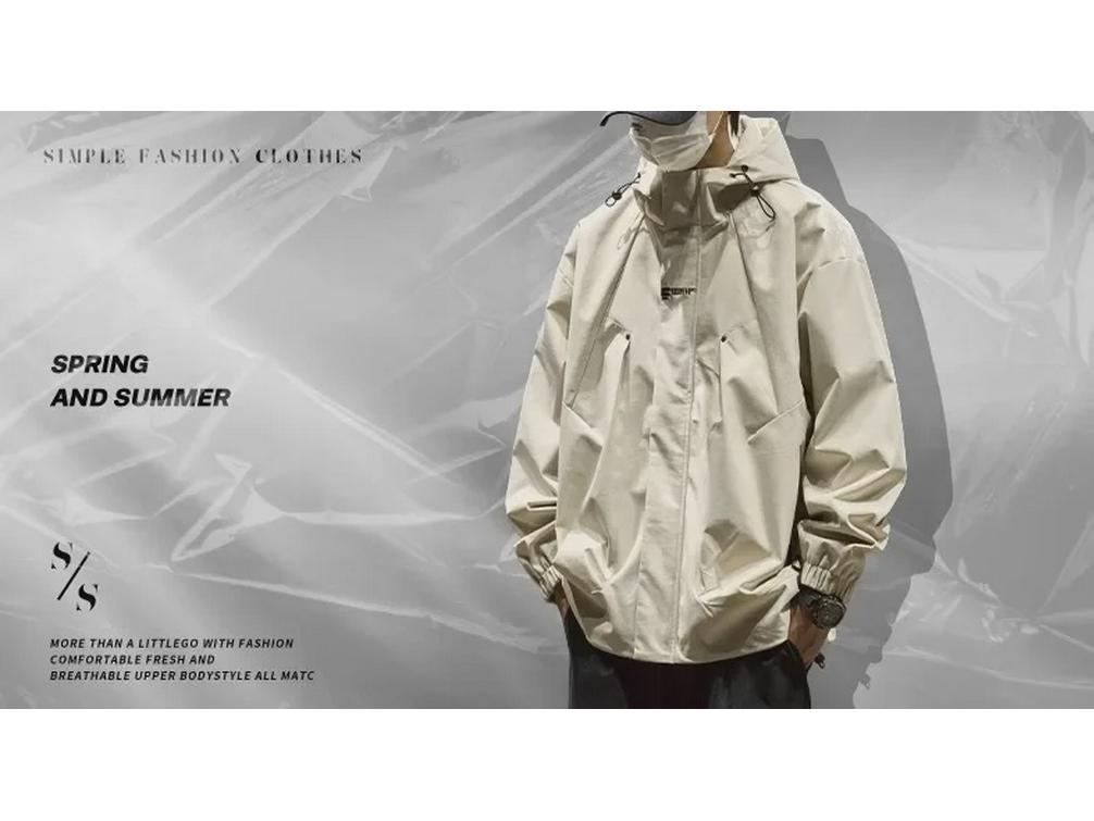 Men's Retro Street Style Hooded Jacket - Oversized, Solid Color, Trendy Brand