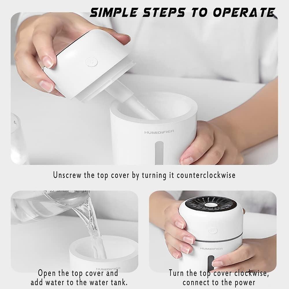USB Humidifier, 300ML Small Air Humidifier with Night Light, Portable Cool Mist Humidifier, Whisper