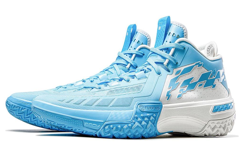 Li Ning Jie Ao Cushioning Slip Resistant Lightweight Rebound High top Basketball Shoes Men's Blue White ABFT035-1