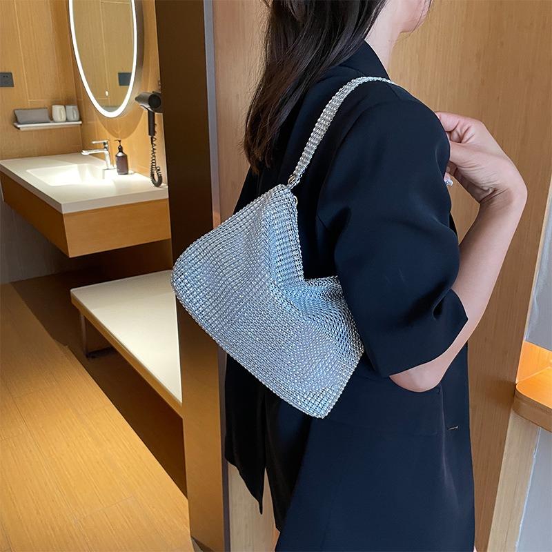 Bag women's bag autumn new simple fashion painted color rhinestone underarm shoulder bag trendy dinner bag