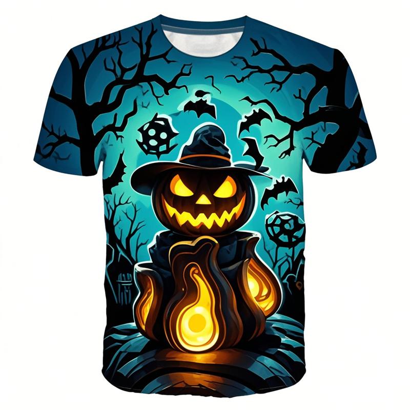 Halloween Pumpkin Graphic T Shirts Horror Ghost T Shirt For Men Clothes Casua