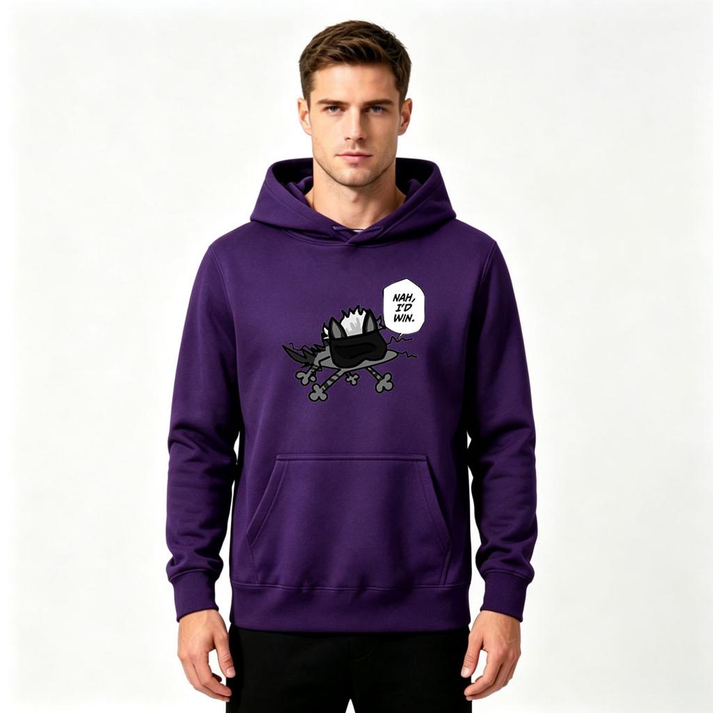 Men's Funny Cartoon Cat Print Pullover Hoodie Casual Long Sleeve Comfy Sweatshirt For Daily Wear