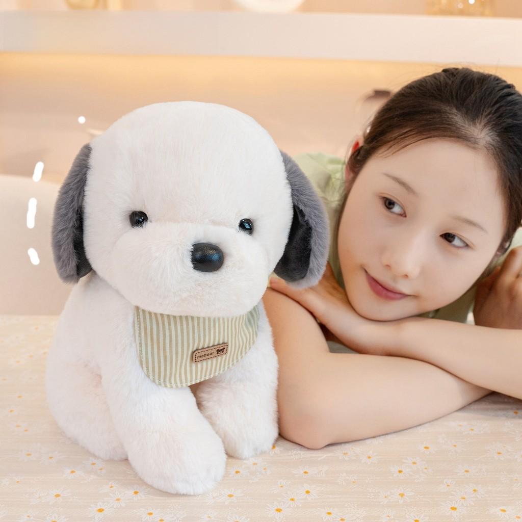 Cute Sitting Dog Plushie With Short Fur Material For Childrens Bedroom Decor
