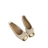 Bow Flat-soled Silver Single Shoes Women's Spring Square Head Comfortable Soft-soled Ballet Shoes
