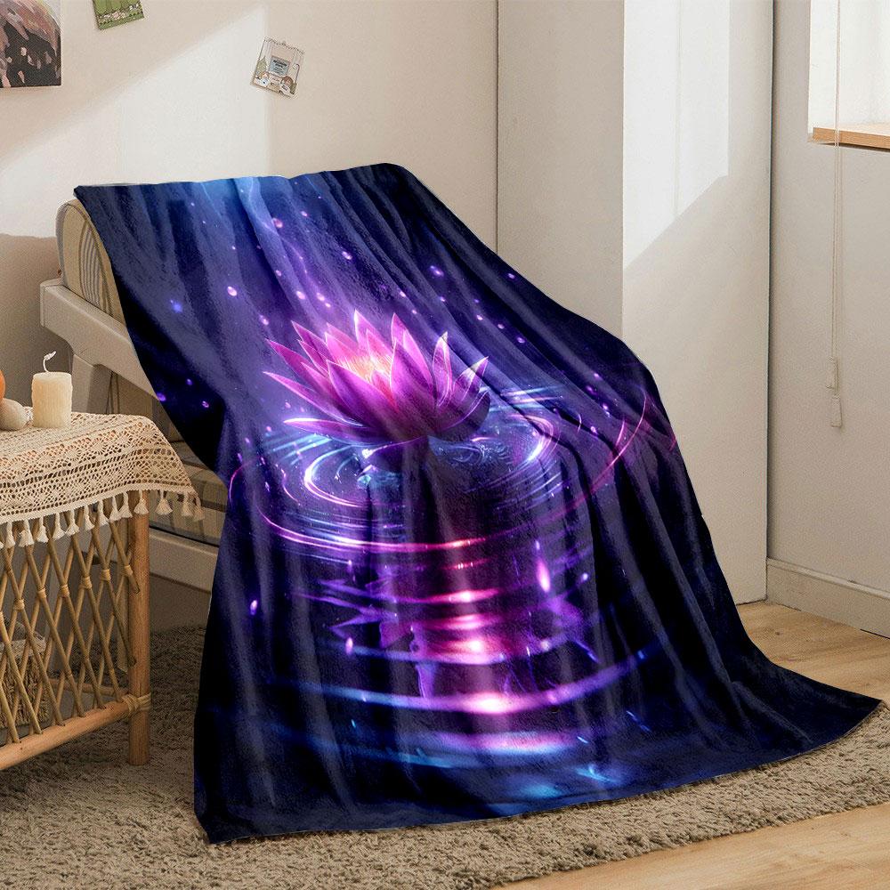 Glowing Lotus Blossom Tranquility Print Blanket Soft and Cozy Perfect for the Living Room Bed Sofa or a Nap,gift