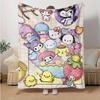 1pc Kuromi & Friends Design Blanket, Soft Throw Blanket for Couch Bed Sofa, Living Room, Travel, Camping, Car Blankets, Beach, Office Naps, Warm Cozy