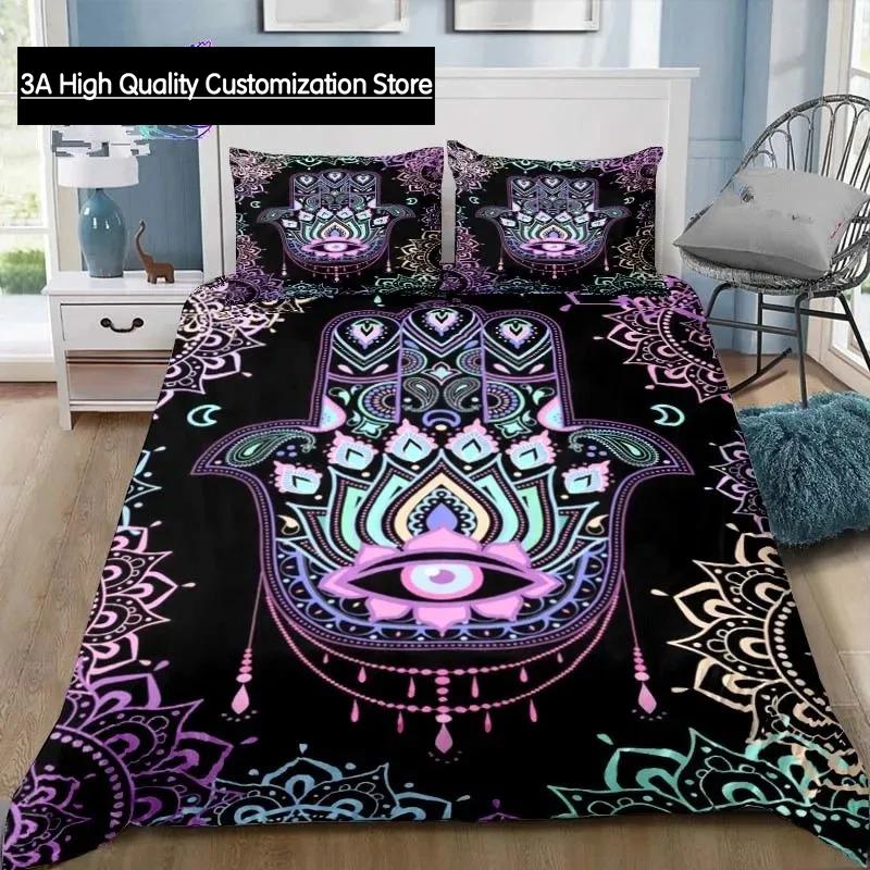 Hamsa Hand Bohemia Bedding Set Single Twin Full Queen King Size Bed Set Adult Boys Bedroom Fatima Hand Bed Linen Lucky Hand
