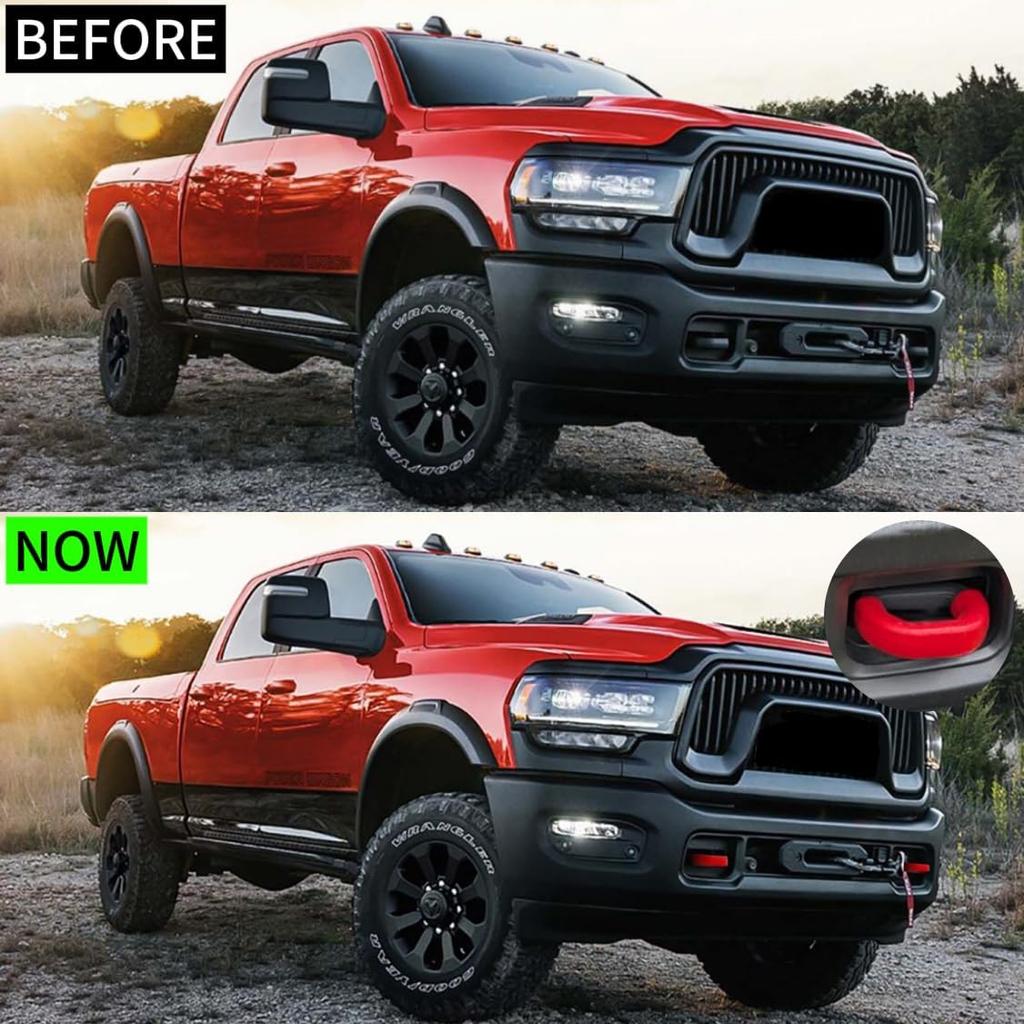 Tow Hook Covers Fits For -2025 RAM 2500/3500,Tow Hitch Cover Car Tow Hooks Compatible With Dodge RAM 2500 And RAM 3500 Accessories -2025 (Red)