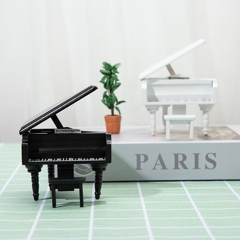1:12 Scale Miniature Dollhouse Furniture Wooden Triangle Piano Model Decorative Accessory DIY Craft Display