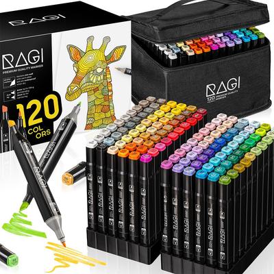 Alcohol MARKERS 120 Marcadores de doble cara, bolígrafos