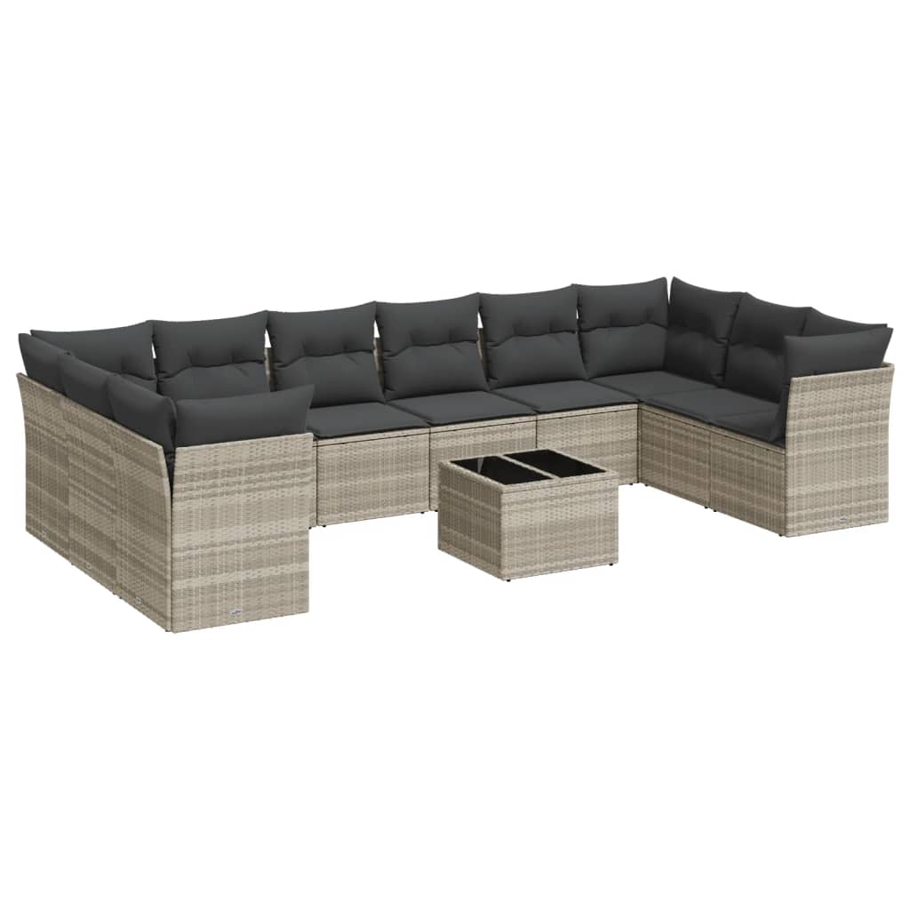 Vidaxl 11-Cz. Set di Mobili da Giardino con Cuscini, Rattan PE Grigio