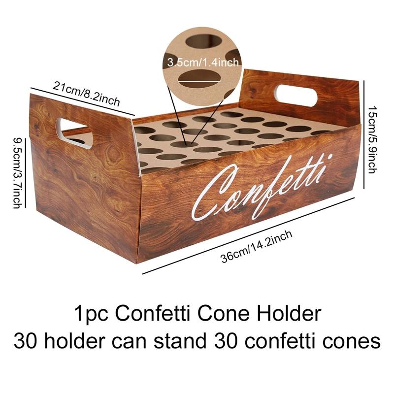 Kraft Paper Wedding Confetti Cone Holder Support Wedding Party Decor Supplies Confetti Cones Stand Box Tray Wedding Paper Cone