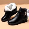 Winter Black Women Leather Ankle Boots Female Thick Plush Warm Snow Boots Mother Waterproof Zip Non-slip Booties Botas De Mujer