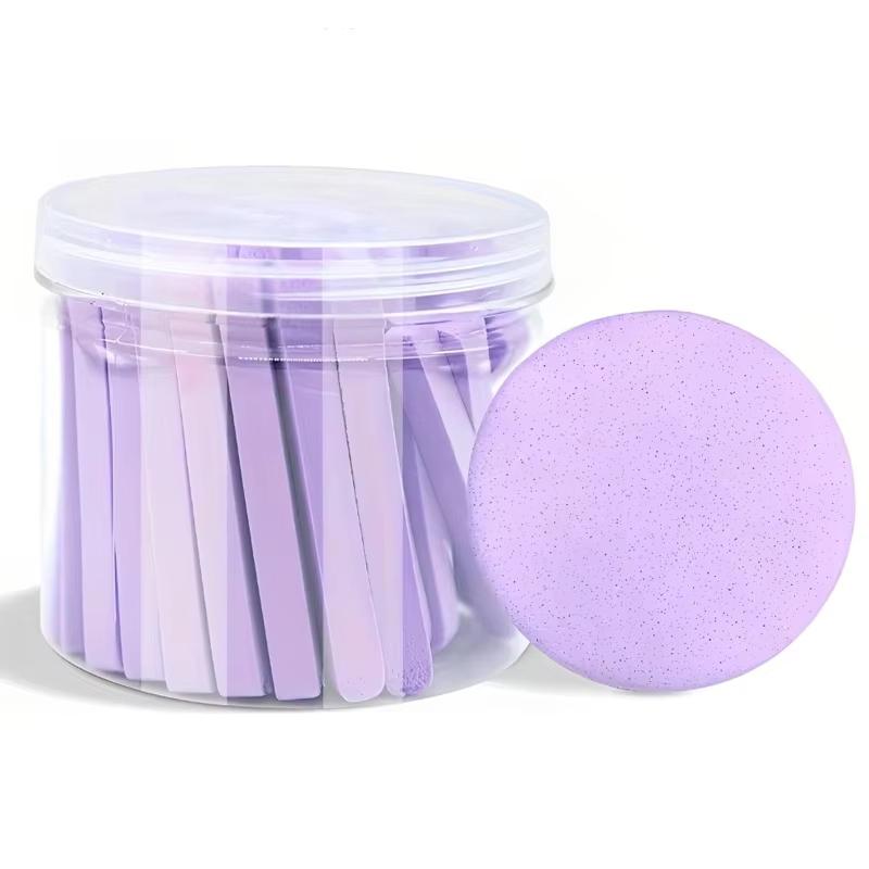 

50 шт. Спрессованный спонж для умывания лица с коробкой для хранения, спонж для очищения лица для снятия макияжа, круглый спонж для умывания лица, инструмент для ухода за кожей и красоты 50pcs/box фиолетовый