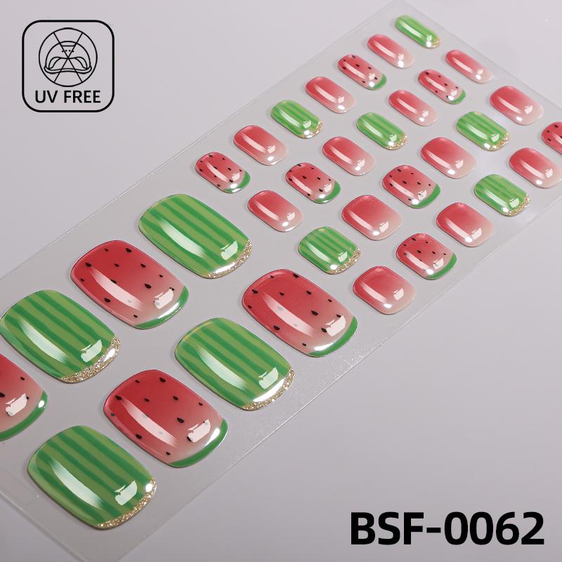 Popular Style New 3D Waterproof Nail Sticker Plastic UV Free Nail Wraps Toe Wraps