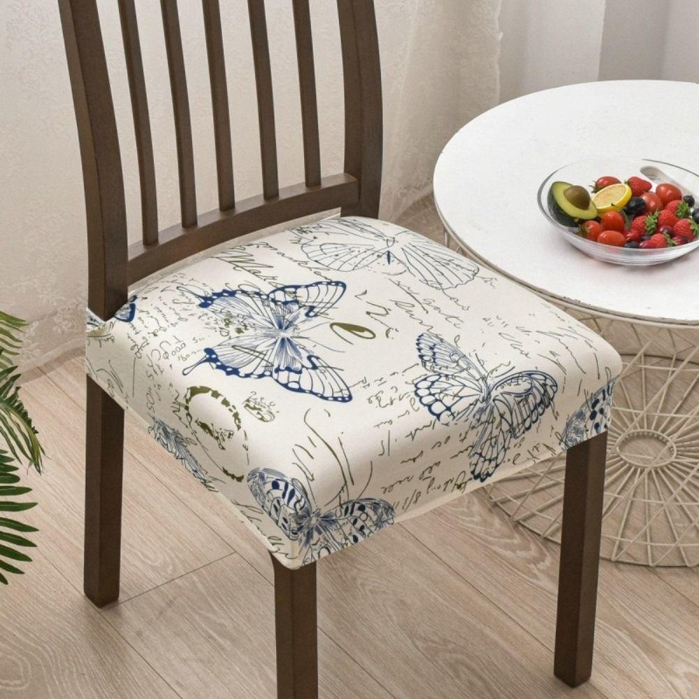 Soft Printed Design Stretch Chair Cover Square Elastic Bottom Chair Seat Cover Removable Chair Slipcover Home Decor