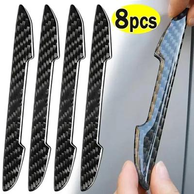 4/8PCS Car Door Edge Anti-collision Protector Bar Stickers Carbon Fiber Protective Tape Body Anti-scratch Stick Decorative