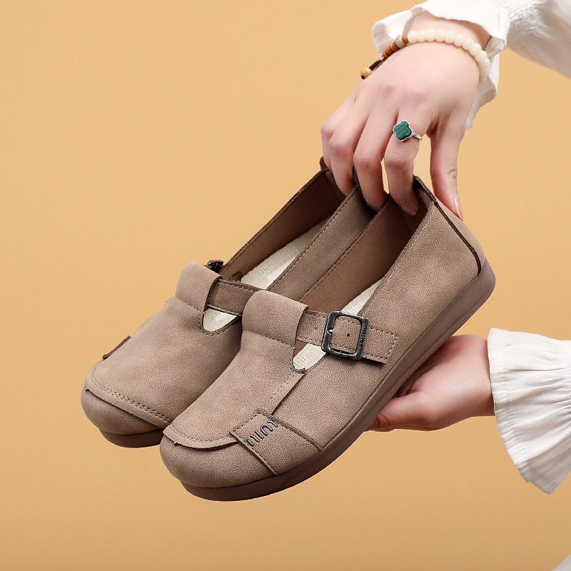 Processing custom spring and autumn middle-aged and elderly mother shoes women's retro soft-soled single shoes flat-soled comfortable and non-slip 