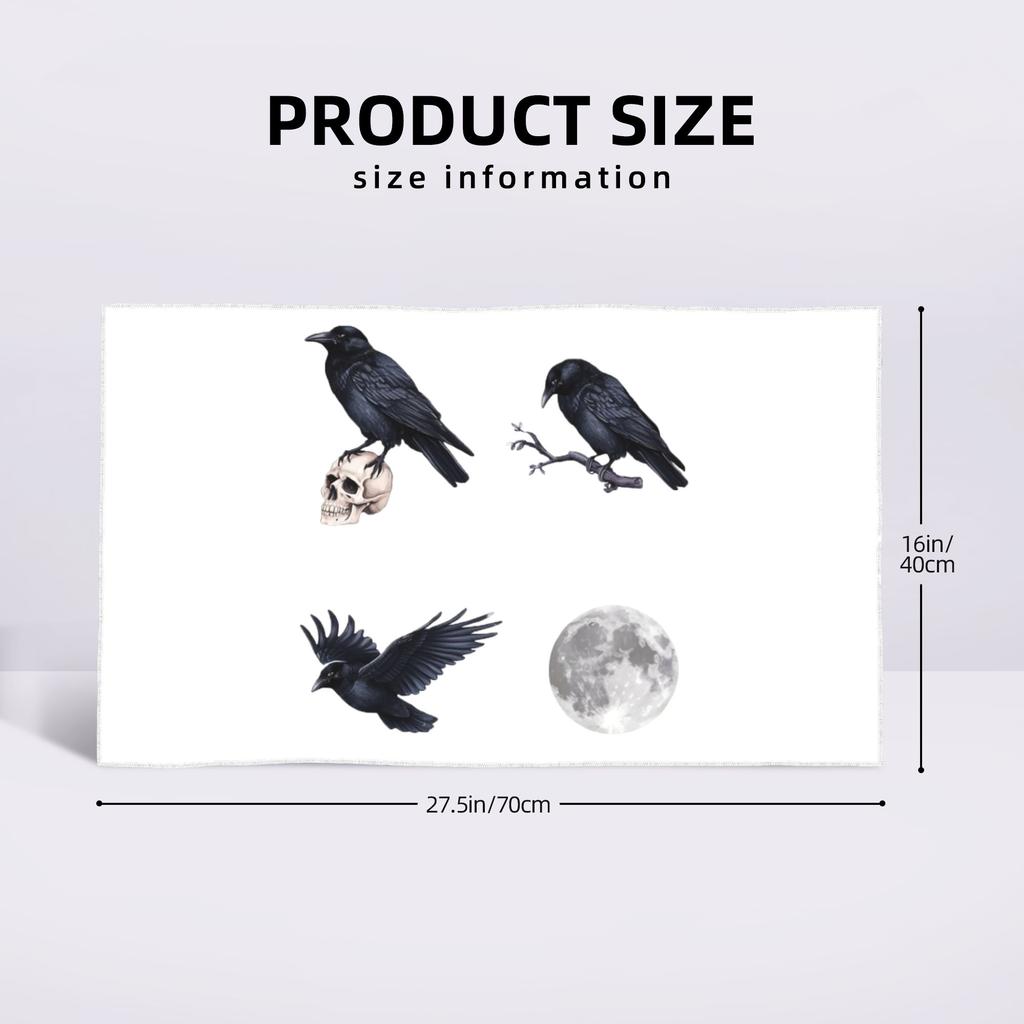 Corvo corvo nero di tendenza, teschio e luna Pacco Asciugamano Viso Morbido Asciugatura Rapida Piscina Bagno Asciugamani in Cotone Assorbente