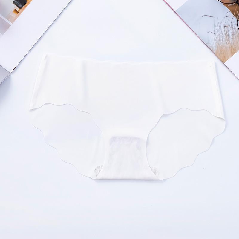 Fashionable Women's Underwear Wave Edge Solid Color Comfortable Breathable Summer Thin Low Waist Plus Size Women's Triangle Panties