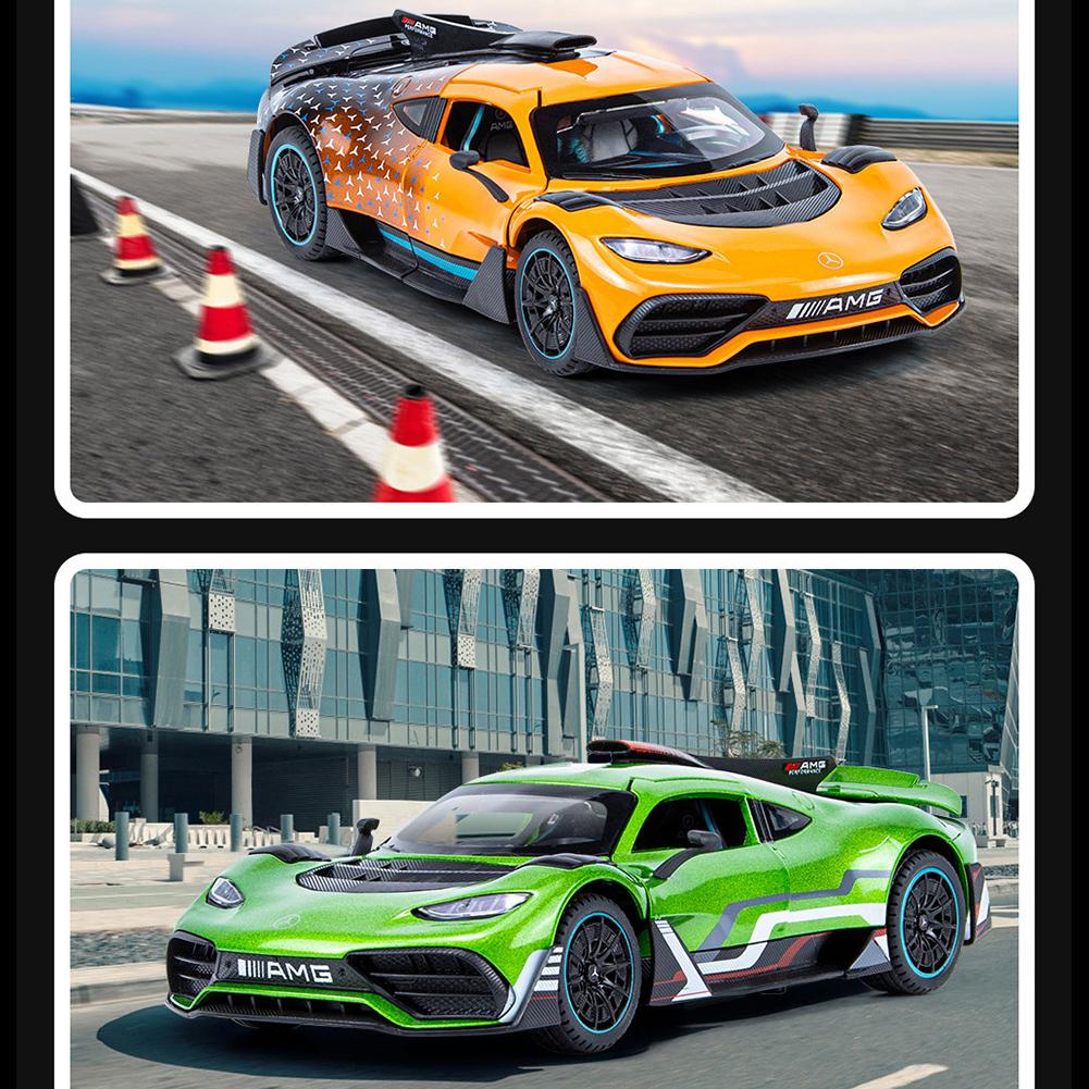 1/24 Scale Benz ONE Sports Diecast Car Model Toy, Pull Back Toy Vehicle with Sound and Light for Kids Toddler Boys Girls Gift Collection