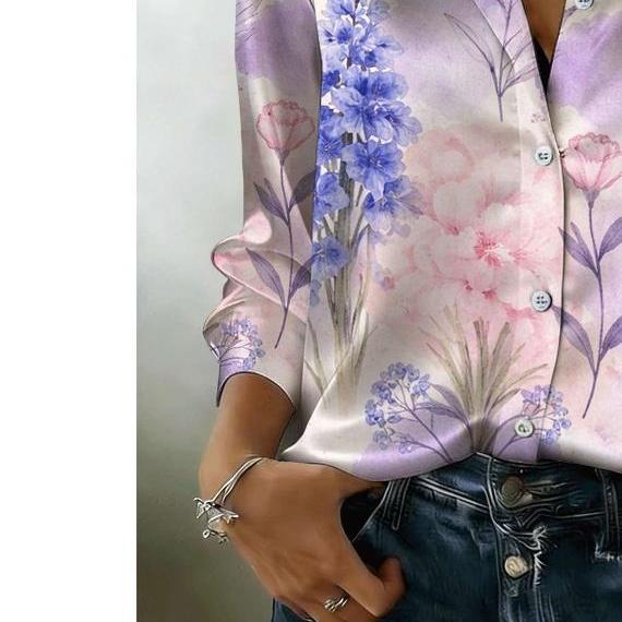 Women's floral blouse - elegant collar button design, suitable for both casual and professional wear, suitable for office and daily outfits