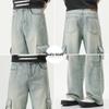 izzue it Men's Loose Fit Washed Straight Jeans