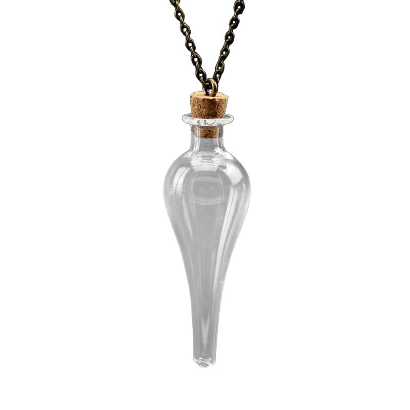 

Vintage Magic Glass Bottle Necklace DIY Cork Potion Lucky Water Drop Amulets Sweater Chain Fshion Jewelry Gift for Girls