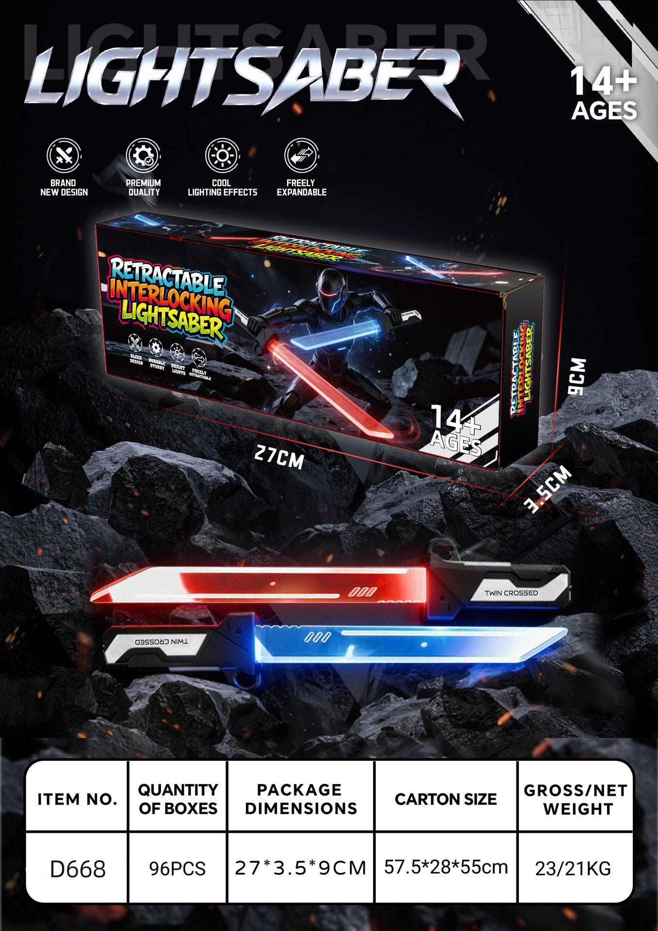 Lightsaber Double-Edged Toy Retractable Sword Cosplay Party Toy Battle Game Kids Light And Sound Effect Extension Blade