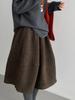 Korean Retro Wool Blend Pleated Midi Skirt for Women - Elastic Waist, Loose Fit, Slimming, Commuter Style