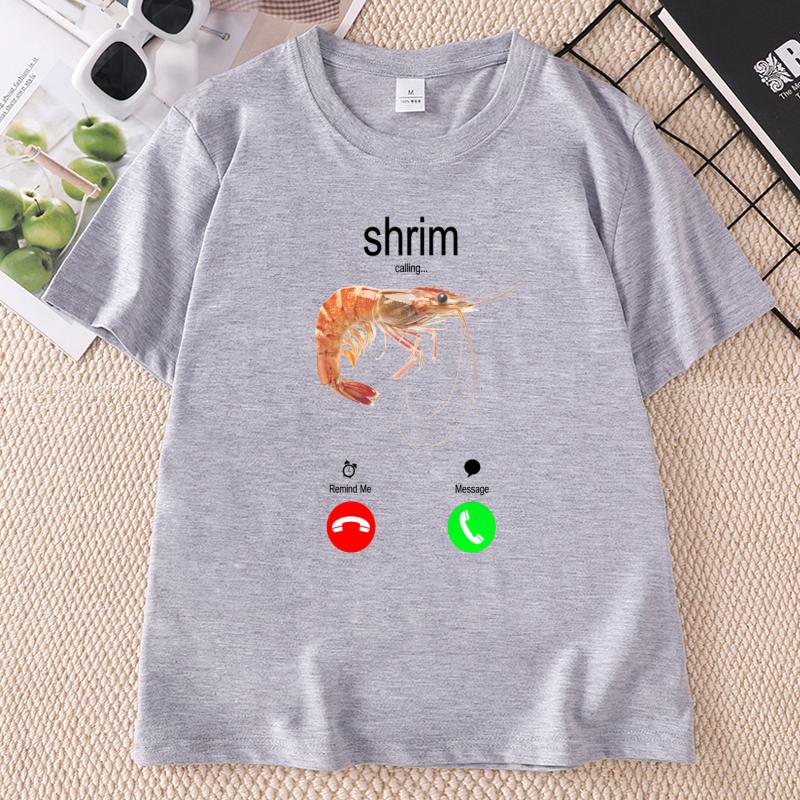 Lustiges Garnelen-Ruf-T-Shirt Sommer Unisex Unisex Humor-T-Shirt Meeresfrüchte-Liebhaber T-Shirt Strand Baumwolle Kurzarm Rundhals T-Shirts