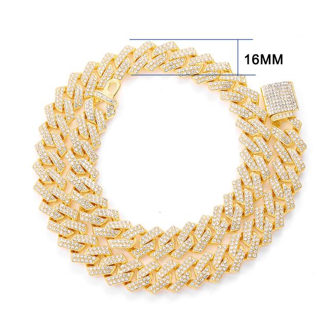 Prong 16mm Cuban Chain Micro Pave Cubic Zircon Mixed Luxury Bling Bling Full Iced Out Charms Hiphop Jewelry