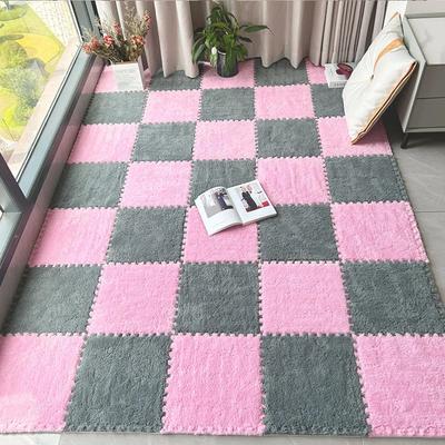30*30CM Weicher Plüsch Kinderteppich Baby Spielmatte 10 STK Puzzle Teppich Warme Spielmatte Ineinandergreifende Übungsmatten Schaumstoff Kindermatte