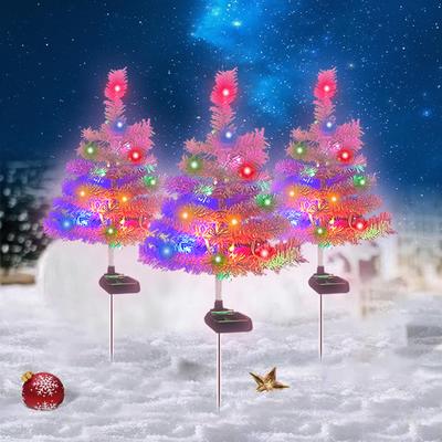 Solar Pink LED Christmas Tree Decorative String Lights for Outdoor Lawn & Courtyard