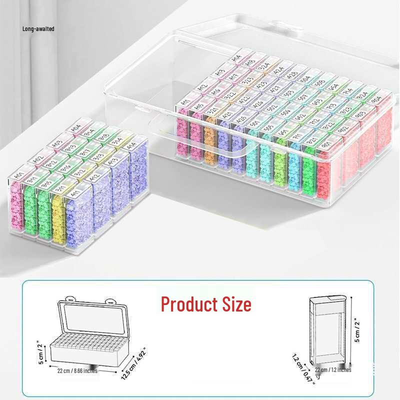 Portable Diamond Painting Storage Box – 64-Grid Transparent Bead Organizer
